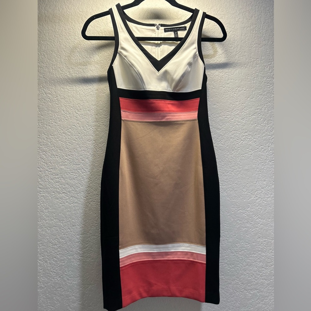 WHBM Sleeveless V-Neck Colorblock Sheath Dress Size 0P